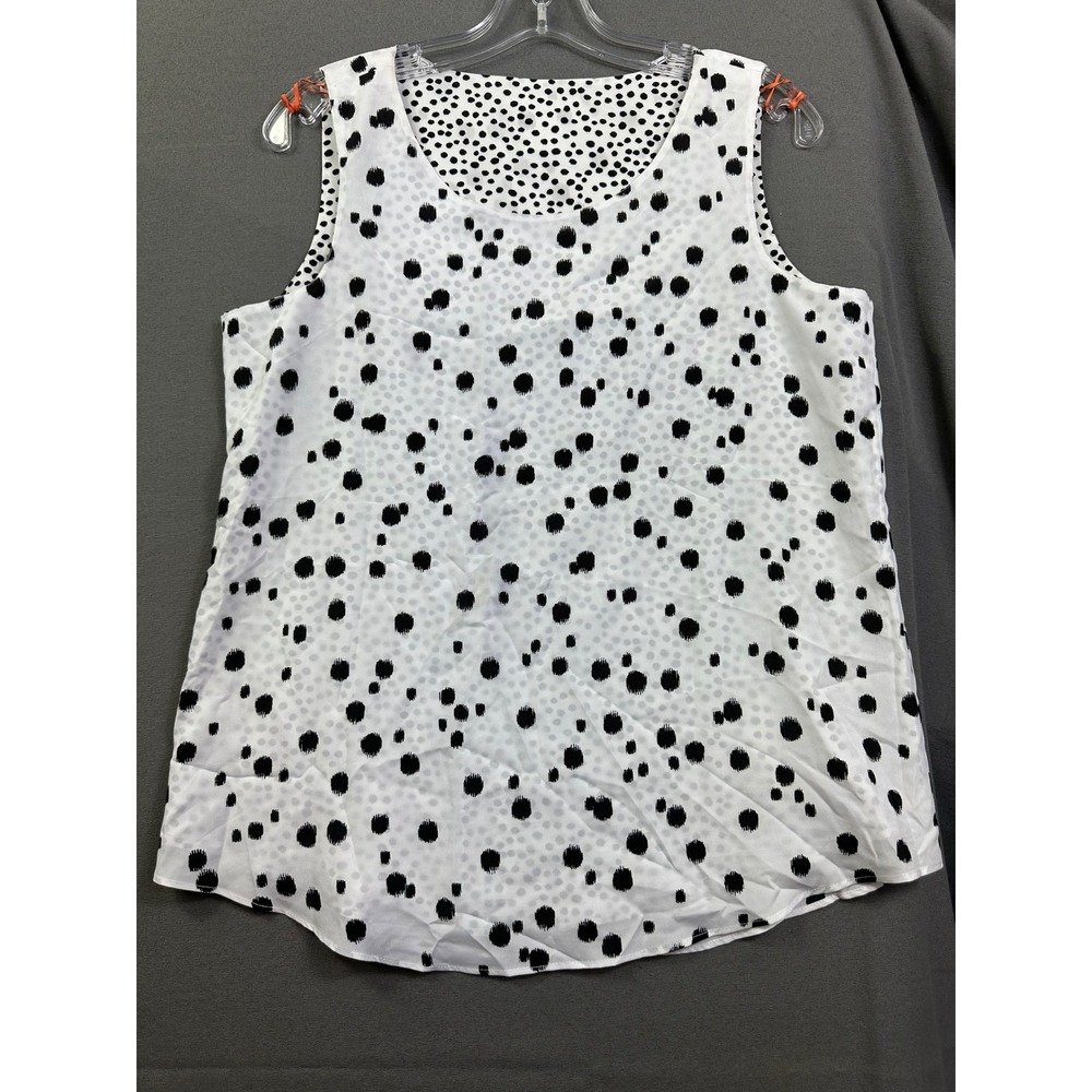 Chicos Women's Black White Polka Dot Sleeveless Layered Hem Blouse Top Size S